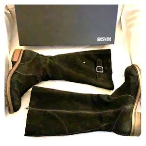 Kenneth Cole Reaction black suede knee high boots